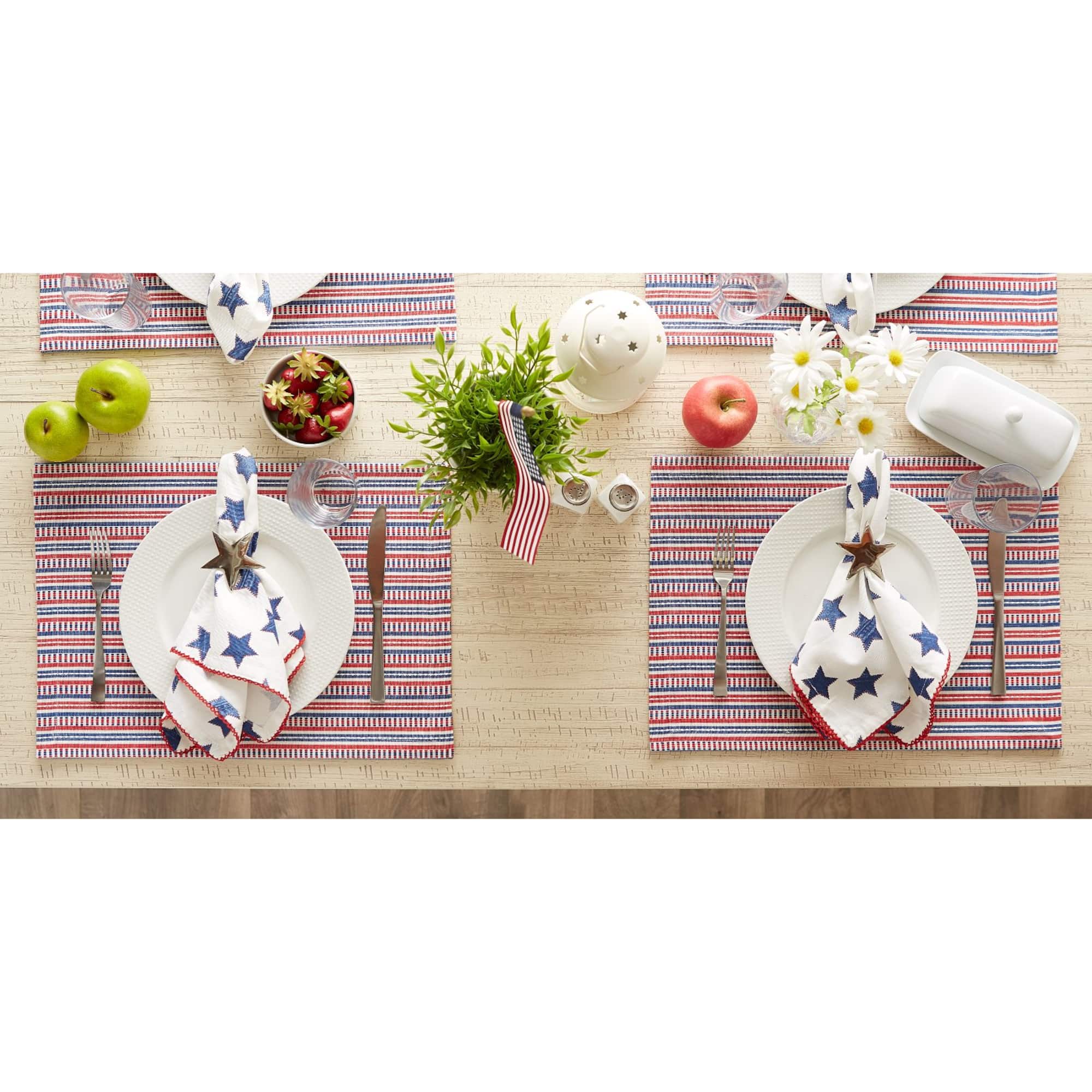 DII® Antique Blue Stars with Embroidered Edge Napkins, 6ct.